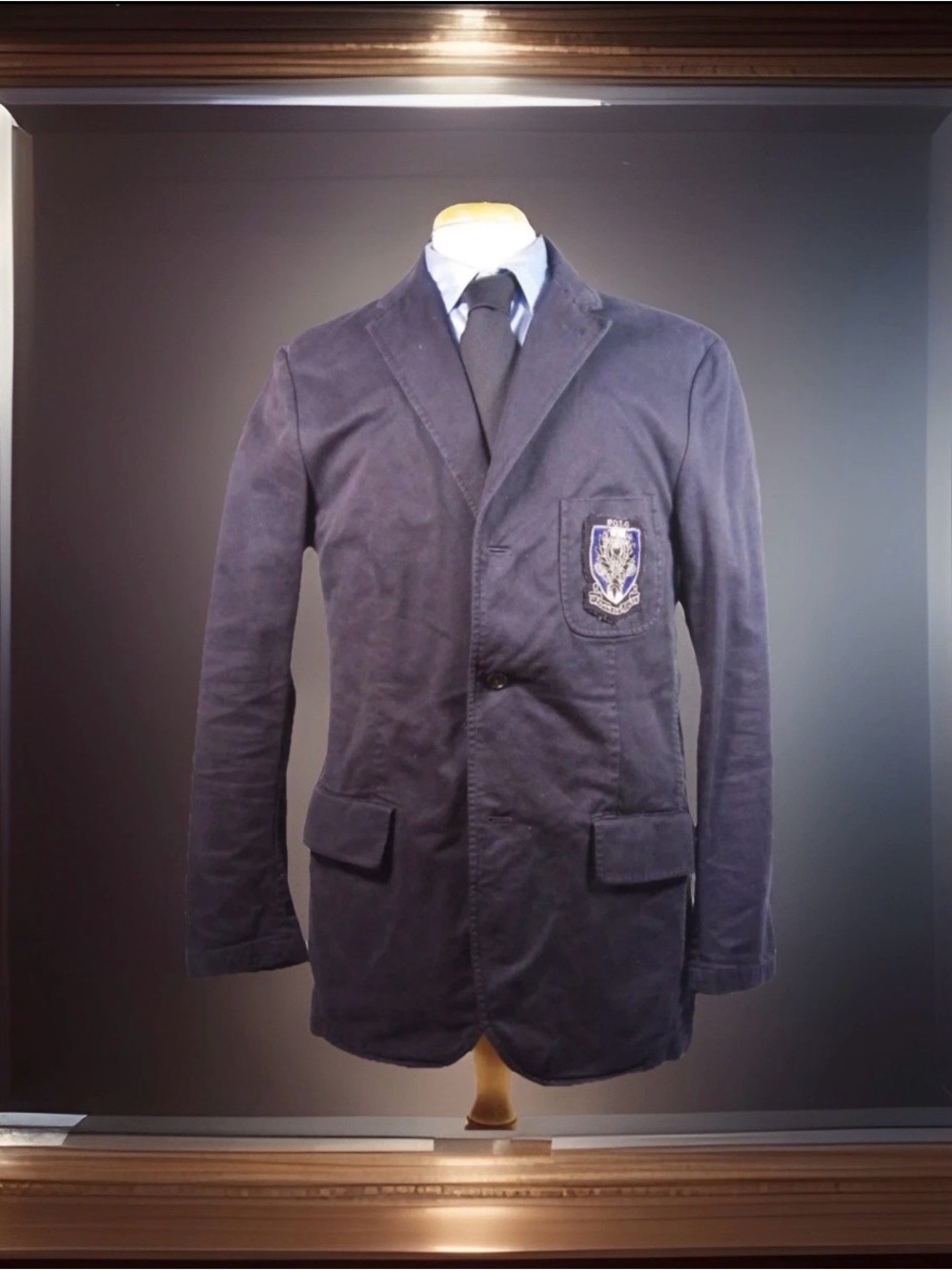 Ralph Lauren Navy Blazer with Embroidered Crest - Picture 3 of 11